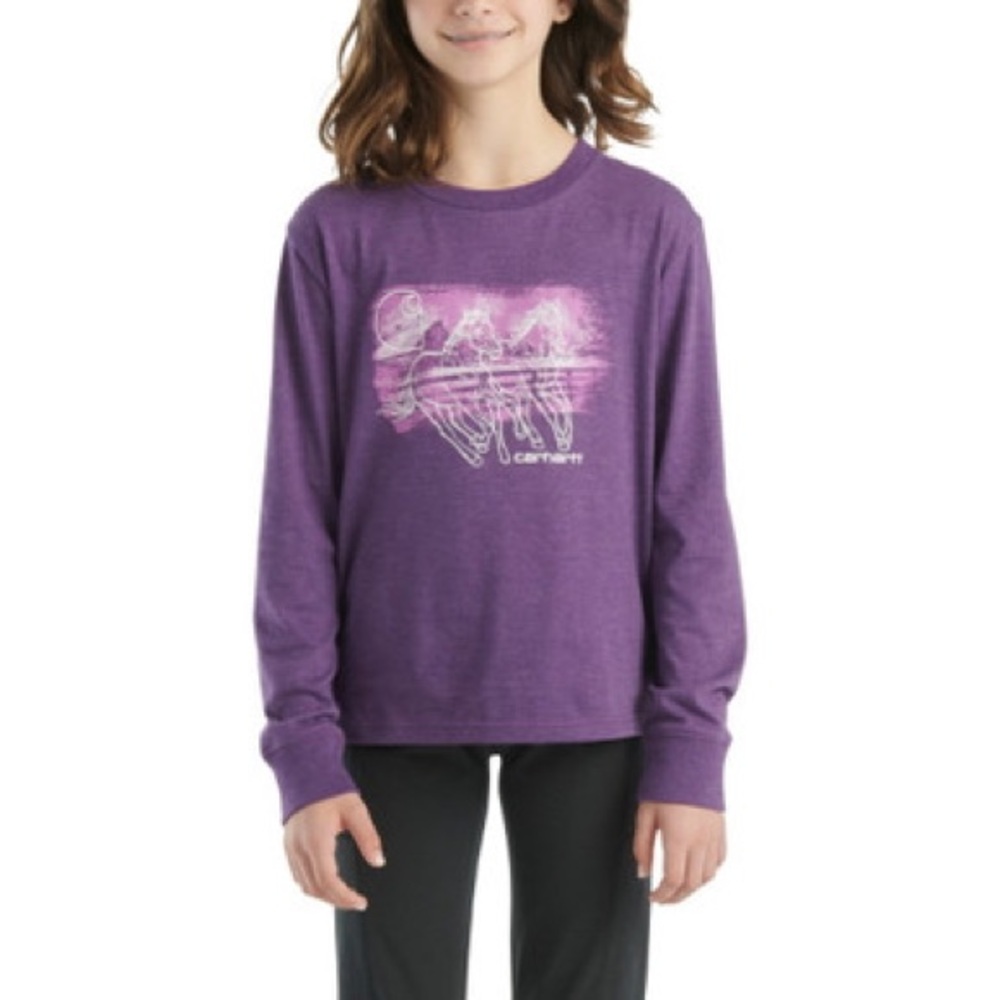 Carhartt Girls Majesty Heather Horse Long Sleeve Shirt 2T, 3T, and size 6 NWT